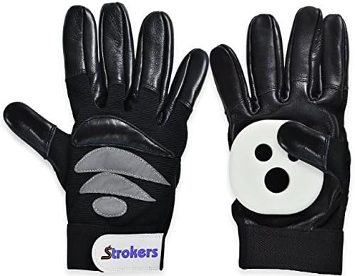 Longboard Leather Downhill Slide Gloves by Strokers | Double Layered Fingers For Added Durability | Included Holesom Cinnamon Glow Slide Pucks (Black, S/M)