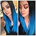 MISSWIG Wig for Women Heat Resistant Short Synthetic Hair Ombre Aqua Blue 14 Inches 300 Gram With Wig Cap