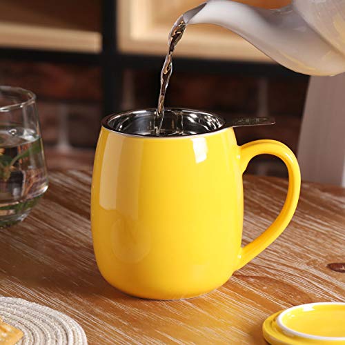 Peacehome Tea Cup Infuser Lid 17.5 OZ Large Ceramic Tea Mug with