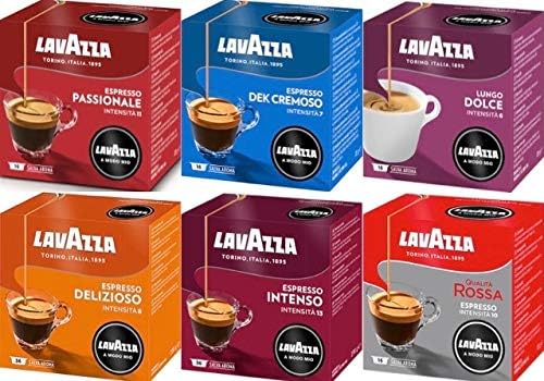 Lavazza a Modo Mio Everyday Variety Selection Pack: 6 Packs (6 Blends - 96 Coffee Capsules / Pods) (Variety Pack 1)