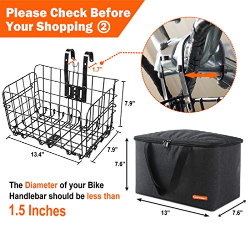 image for ONWAY Bike Basket for Women Folding Front Handlebar and Rear Rack Bicy