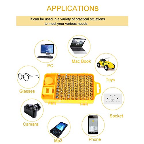 Precision Screwdriver Set, Apsung 110 in 1 Professional Screwdriver set, Multi-function Magnetic Repair Computer Tool Kit Compatible with iPhone/Ipad/Android/Laptop/PC etc  (Yellow) - Thumbnail 6