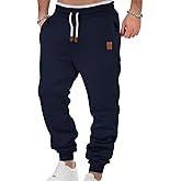 LINENNMAIN Mens Drawstring Sweatpants with Pockets Athletic Jogger Pants Cargo Sweatpant Winter Fleece Athletic Trousers