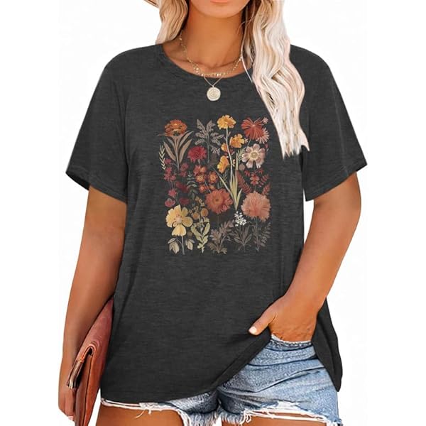 BAOKUAN Women's Summer Cute Short Sleeve Print T-Shirt - Casual Round Neck Top
