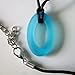 Light Blue Sea Glass Necklace Surf Beach Transparent Oval Small Pendant Handmade Unisex Surfing Jewelry on a Waxed Cotton 26 Inches Cord Gift Under 20 Dollars