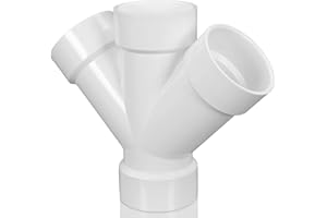 Pushglossy 1 Pcs 3 Inch Hub PVC DWV Double Wye Schedule 40 for Use in Sanitary Drainage, Waste and Ventilation (DWV), Sewer and Stormwater Applications, White