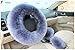 BELLESIE 3pcs 1 Set Soft Fluffy Plush Australian Wool Car Steering Wheel Cover with Handbrake Cover & Gear Shift Cover for 14.96