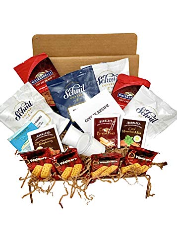 Coffee Gift Box Set, Shortbread Cookies, Hot Cocoa, and Tea