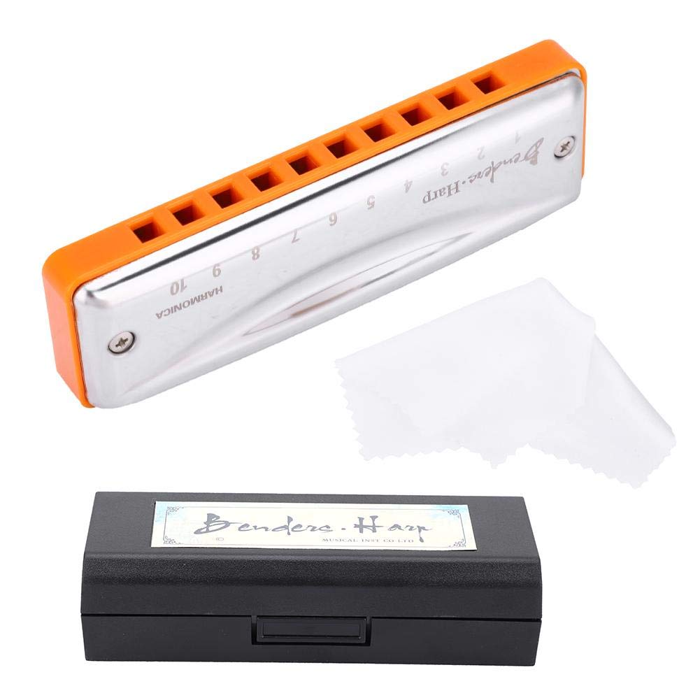 T best Harmonicas, KONGSHENG Benders Harp 10 Hole 20 Tone Blues Beginner Harmonica in the Key of C(orange)