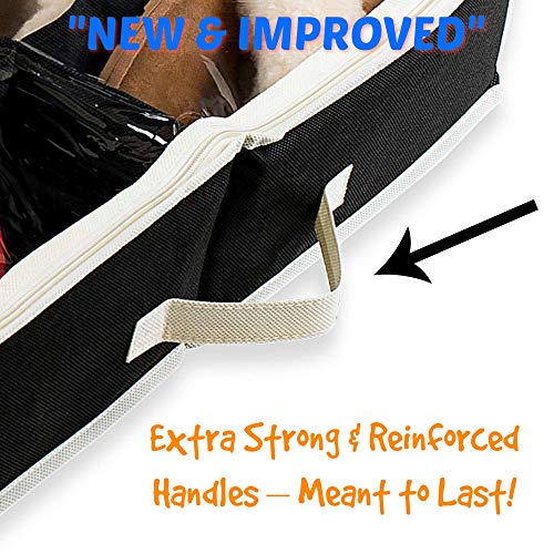 Woffit Under The Bed Shoe Organizer Fits 12 Pairs - Made with Sturdy & Breathable Materials - Set of 2 Underbed Storage Solution for Kids & Adults (Men & Women) Shoes