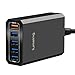 Lumsing Quick Charge 2.0 40W Multi-Port USB Desktop Charging Station Dock with Smart IC Technology, 1 Port QC2.0 + 4 Port with Smart IC Technology, 5 Port USB Desktop Charger for SmartPhones Black