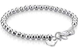 Women 925 Sterling Silver Bracelet Minimalist 4-10MM 5-9 inches Round Bead Chain Girls/Men Solid Silver Bracelet Charm Jewelr