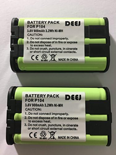 2 x DEEJ Replacement 3.6V 900mAh Ni-MH Cordless Phone Battery for Panasonic HHR-P104