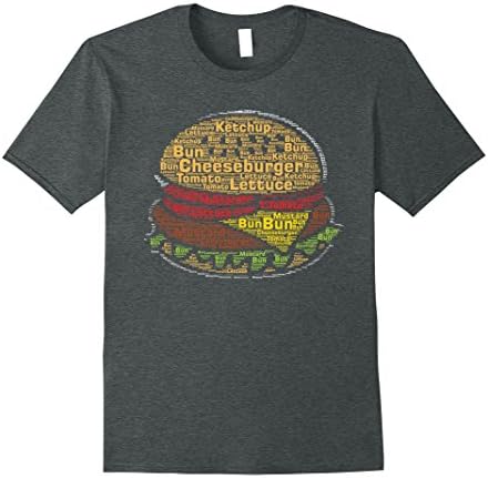 Mens Cheeseburger Funny Word Art T-Shirt 2XL Dark Heather