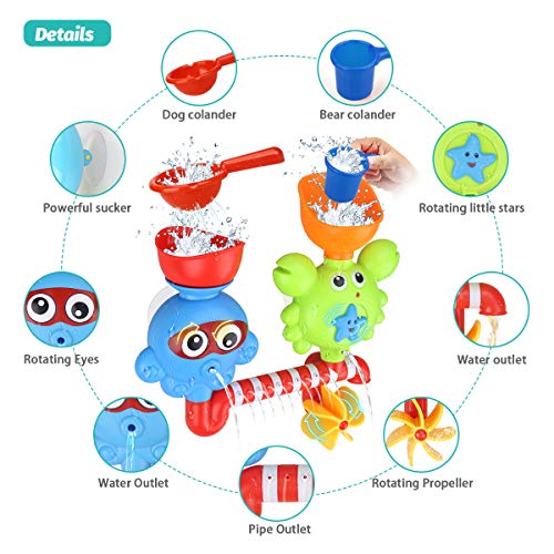 GOODLOGO Bath Toys Bathtub Toys for 2 3 4 Year Old Kids Toddlers Bath Wall Toy Waterfall Fill Spin and Flow Non Toxic Birthday Gift Ideas Color Box (Multicolor)