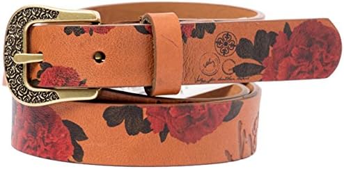 Velez Genuine Full Grain Real Colombian Leather Casual Ladies Belt for Jeans Pants with Silver Golden Buckle No Scratch Color Honey Large