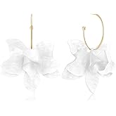 Ricarmo Bohemian Acrylic Flower Lightweight Dangle Drop Earrings Resin Large Flower Petal Floral Statement Hook Earrings for Women