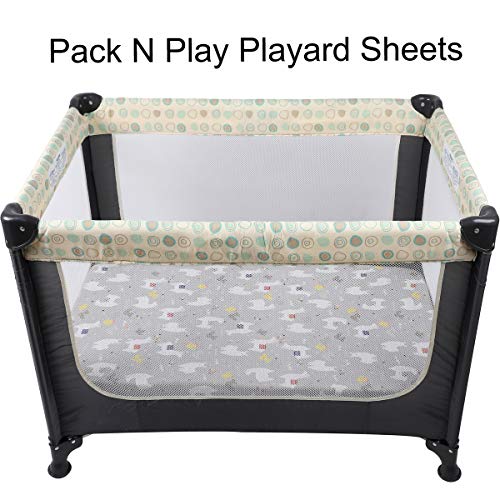 Pack n Play Playard Fitted Sheets 2 Pack Set 100 Jersey Knit Cotton