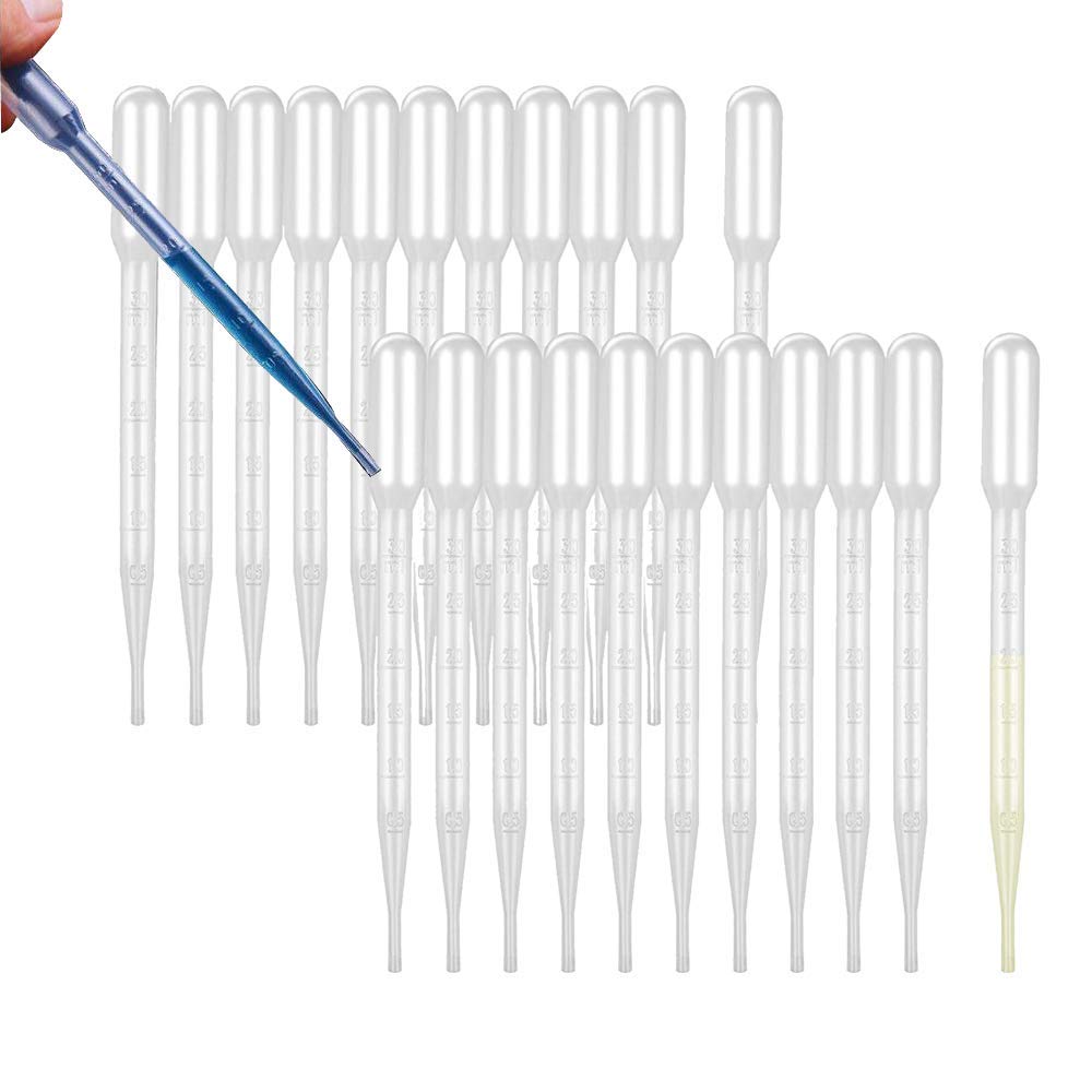 25pcs 3ml Graduated Transparent Plastic Transfer Pipette Dropper for Transfering Essential Oils Perfume Mixing Acrylic Paints and Lab