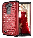 LG G Flex 2 Case, Style4U G Flex 2 Studded Rhinestone Crystal Bling Hybrid Armor Case Cover for LG G Flex 2 (2015 Release) with 1 Stylus [Red / Black]