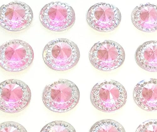 Syntego 40 x Self Adhesive Round Diamante Rhinestones Acrylic Crystals Stick on Gems for Card Making (Pink) - Image 3