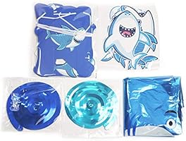 Locca Blue Baby Shark Party Supplies 1st Birthday Boy Decorations Kit For Cake Smash Backdrop Includes Shark Cake Topper Happy Birthday Banner Highchair Banner For Baby Boy S Kid S First Birthday Buy Online At
