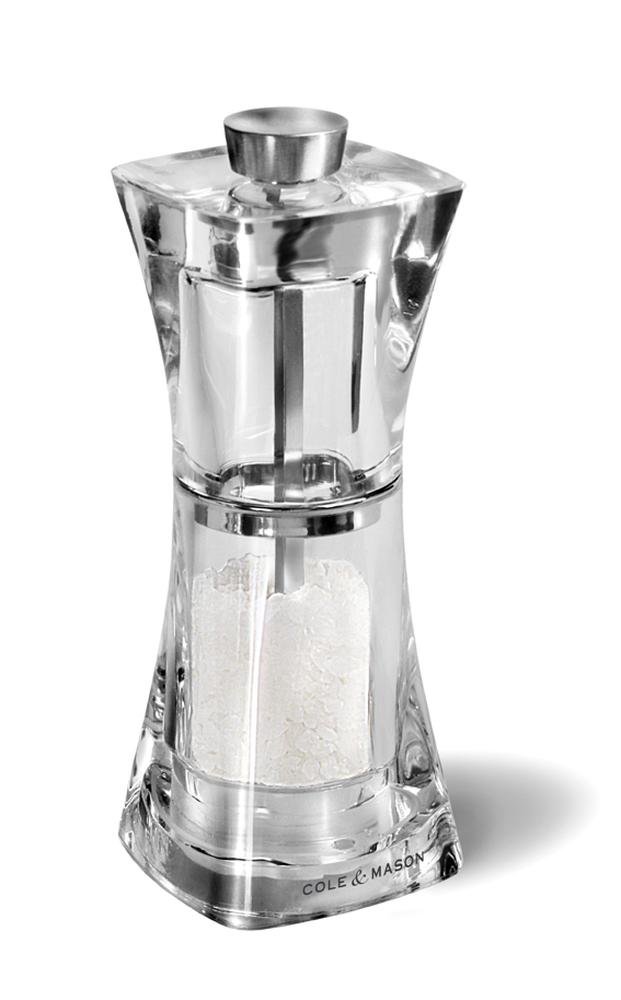 Cole & Mason Crystal Clear Salt Mill, Adjustable Grind Precision+, Acrylic, 125mm, Includes 1 x Salt Grinder, Lifetime Mechanism Guarantee