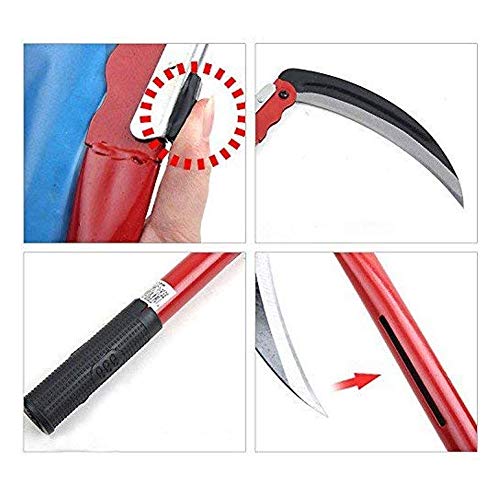 TULGIGS Portable Foldable Sickle (16.9"X 9.85") Carbon Stainless Steel Grass Folding Sickles for Lawn Gardening Farming, Weeding Weed eliminating Nylon Work Gloves M Size with Dots