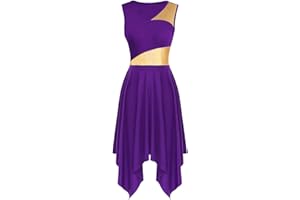 ELLYDOOR Praise Dance Overlay Tunics Women Sleeveless Liturgical Church Dance Dress Irregular Flowy Lyrical Dancewear