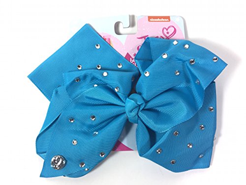 Jojo Siwa Large Cheer Hair Bow Turquoise W Clear Rhinestone