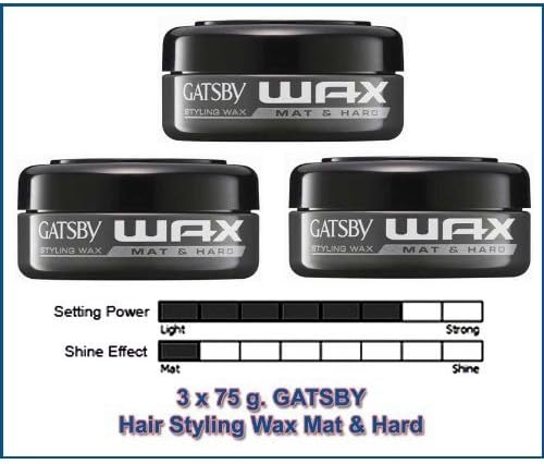 3 X 75 G. Gatsby Hair Styling WAX MAT & Hard From Japan for MEN Made in Thailand by molona