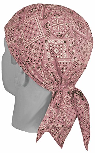 Buy Caps and Hats Paisley Doo-Rag Skull-Cap USA MADE with SWEATBAND Chemo Du-Bandana (Light Pink Paisley)