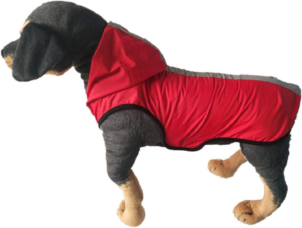 Aonember Dog Raincoat Pet Adjustable Waterproof Pet Rain Jacket with Hood Lightweight Raincoat for Dog Red