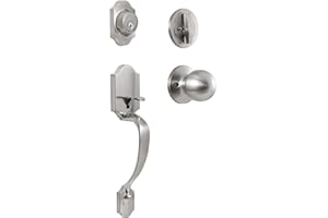 GUA OYH Front Door Handle Satin Nickel Door Lock Set with Single Cylinder Deadbolt and Door Knob Front Entry Handle Set (L36158-S-S121)