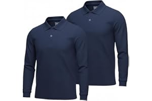 INGEAR Boys Long Sleeve Polo Shirt 2-Pack, Performance School Uniform, Golf, Casual Wear,Breathable, Stretch,Sizes 4-18