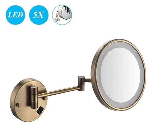 DIELUNY Schminkspiegel 8-Zoll-5-fache Vergrößerung Wandspiegel