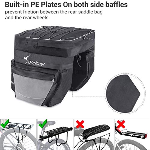 Sportneer Bike Bag Bicycle Panniers Rack Trunks 45L Large Capacity