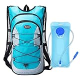 Hydration Backpack, Bukm UltraLight 2L Hydration Pack with Water Bladder Camping Hunting Running Hiking Cycling Walking Climbing Skiing Bag Daypack for Men Women Kids (Blue)