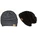 Trendy Warm Chunky Soft Stretch Cable Knit Slouchy Beanie Skully HAT20A (One Size, Dark Gray & Black)