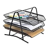 Mesh Desk Organizer, AGPtEK 3 Tier Letter Tray Organizer Office Desktop Document Paper File Storage Mesh Filling Collection for Home &Office Use, Black