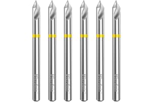 VIERDWIN 60 Degree V Groove Chamfer Router Bits (6Pack), 1/8 Inch Shank Tungsten Steel CNC Spiral Engraving Bit for Wood PVC Aluminum Copper