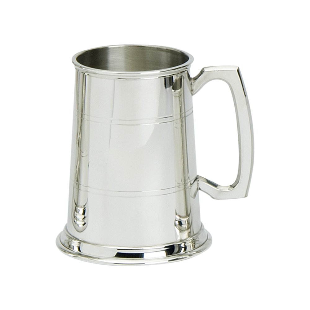 Edwin Blyde 61100 & Co 1 Pint Tankard with Solid Metal Base-Two Lined Body with Traditional Standard Handle, Pewter, 11 x 14.5 x 11 cm