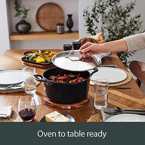 AllClad Cast Iron Enameled Dutch Oven with Acacia Trivet 6 Quart