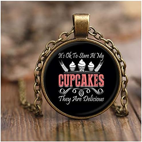 ATLANECK I Love Baking Necklace Antique Brass, Cool My Cupcakes Necklaces
