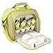 Yodo Picnic Basket - 4 Person Cutlery Set - Cooler Tote Insulated Food Compartment perfect for hikes, beach, parks, concerts, Lime