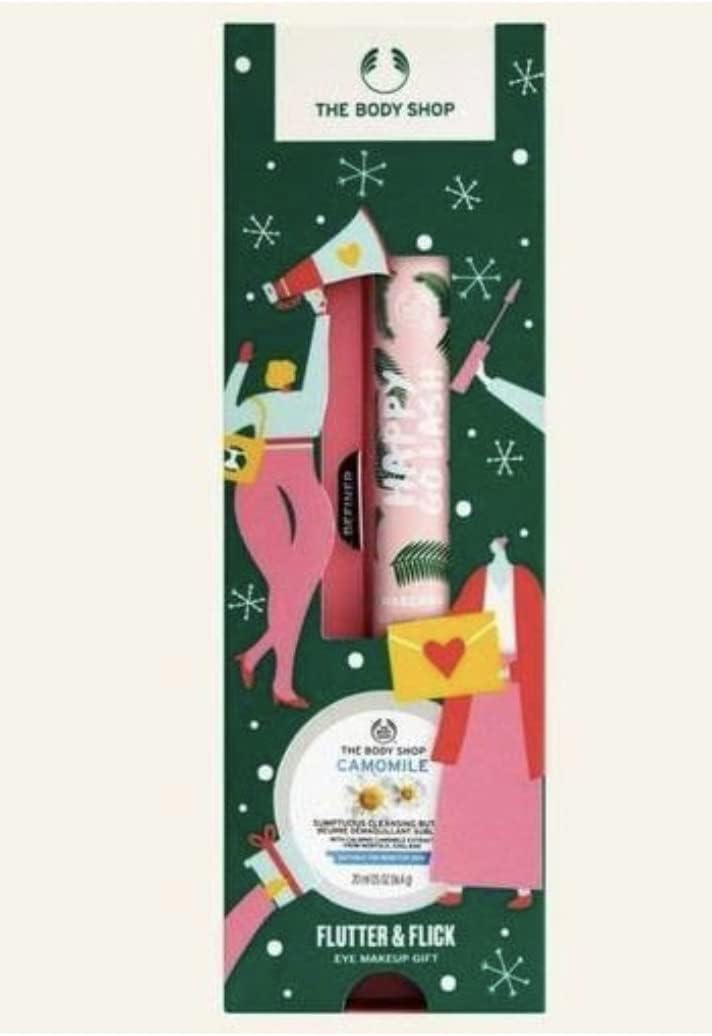 The Body Shop Flutter & Flick Eye Makeup Gift Set Black Liner Mascara Cleansing