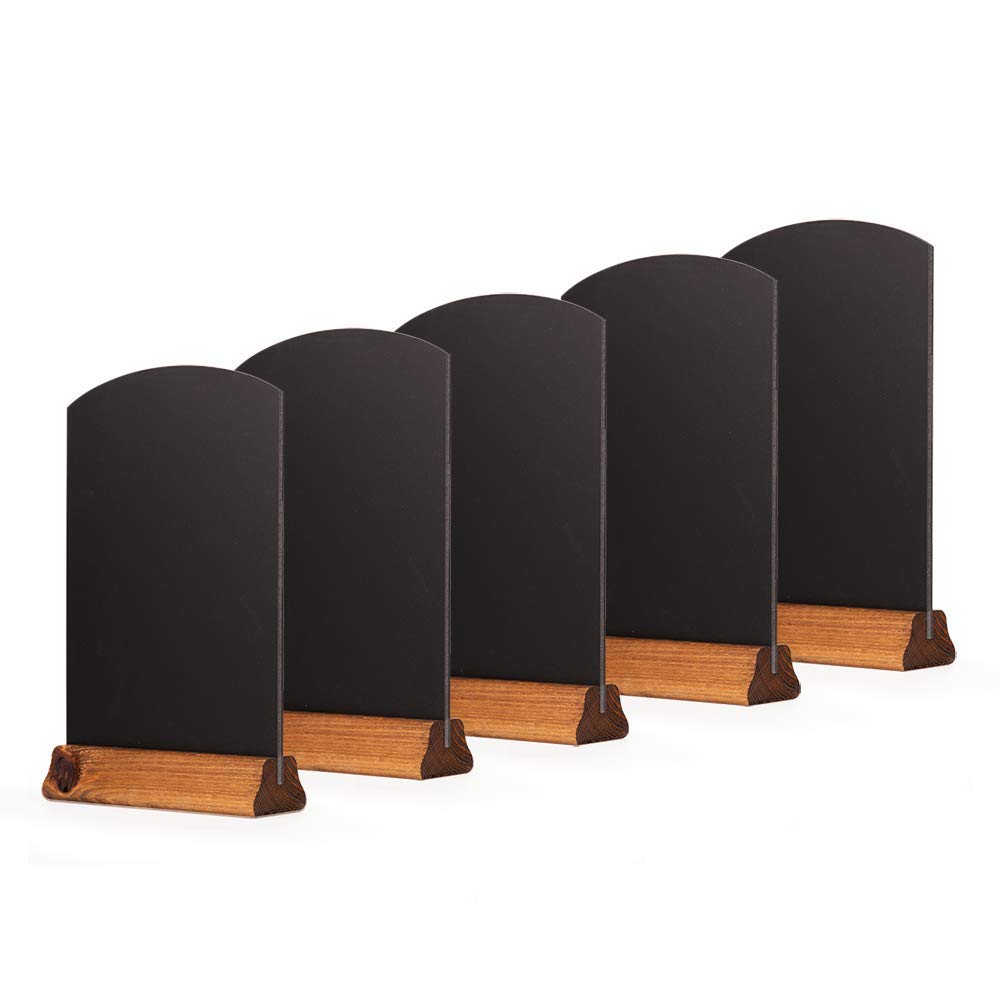 Chalkboards UK WC124FP A4 Table Top Chalkboards with Plinth (Pack of 5), Wood, Rustic Brown, 36 x 24 x 22 cm