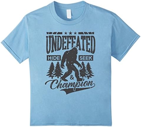 Kids Bigfoot T-shirt Undefeated Hide &amp; Seek Sasquatch Yeti Gift 4 Baby Blue