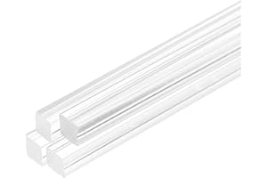 MECCANIXITY 4pcs Acrylic Square Rods 1/2" x 12" Clear Acrylic Dowel Rods Sticks Acrylic Plastic Sticks Strip for DIY Crafts Lighting Gardening Decorations - 12mm x 300mm