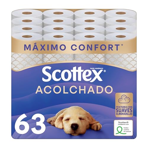 Acolchado Papel Higiénico - 63 rollos (7 packs de 9 rollos) - Papel Higienico 3 capas